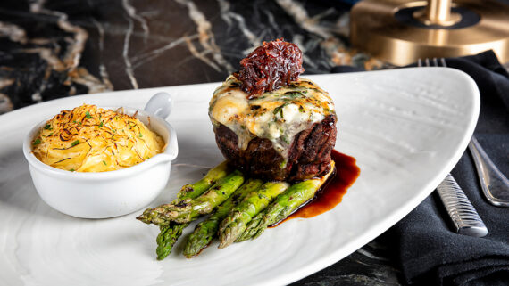 The beef tenderloin at Latitudes is served with whipped potatoes.