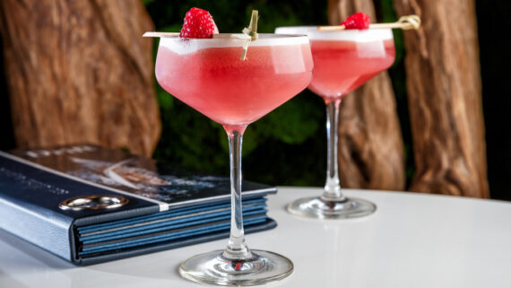 A pretty pink summer cocktail served in Latitudes.