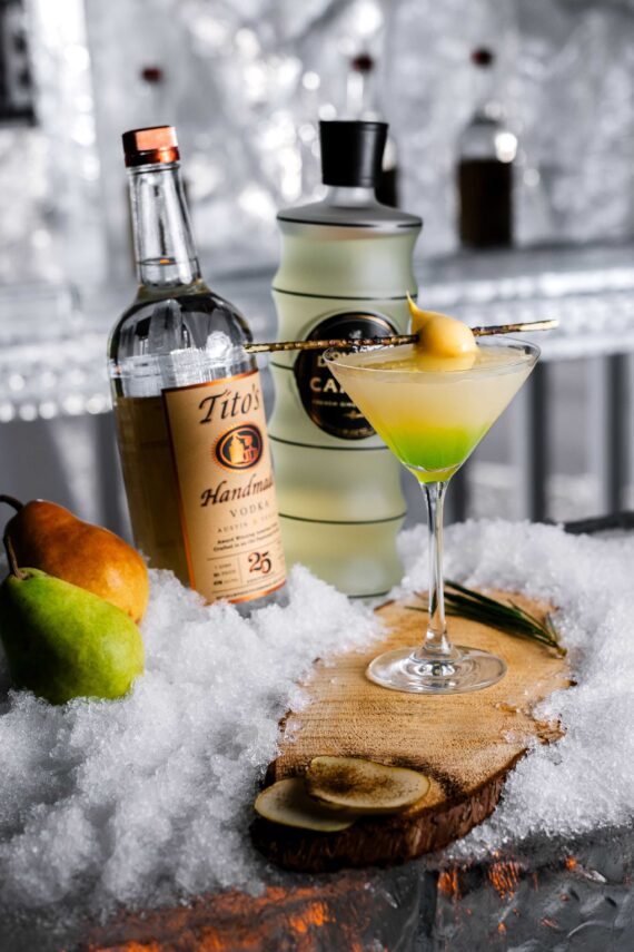 A frozen coktail at the annual Glacier ice bar.