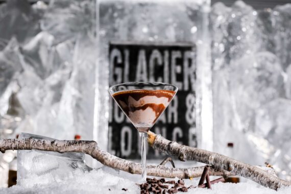 A frozen coktail at the annual Glacier ice bar.