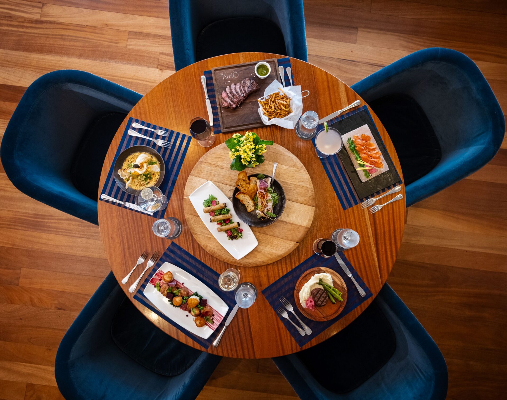 dinner entrees served at table