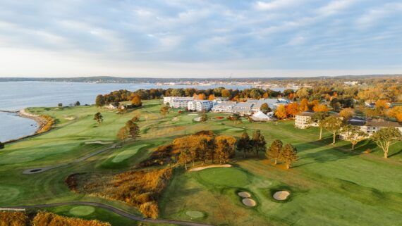 An exterior view of Samoset Resort in Rockport, Maine.