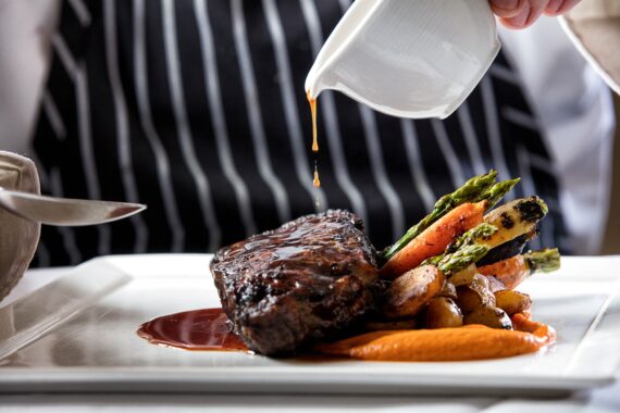 steak entree with vegetables