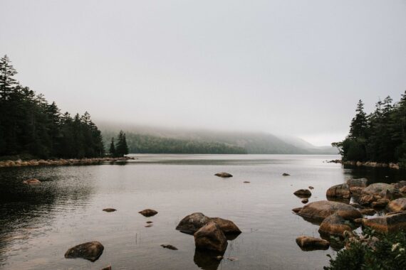The view of the Bubbles from Jordan Pond.